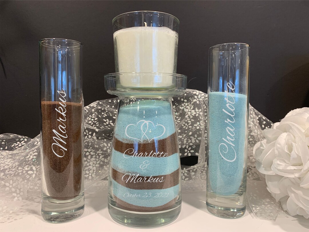 Wedding Sand Ceremony Glass Unity Candle Holder Set and Etsy