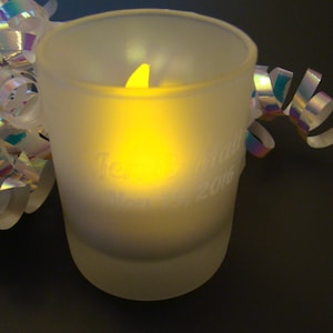 Custom Frosted Glass Wedding Votive Holder: Personalized Tealight