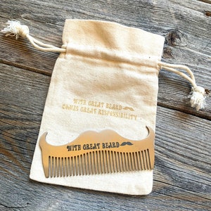 Custom Stainless Steel Beard Comb - Personalized Metal Beard Comb - Personalized Beard Comb -Mustache Shaped Comb & Gift Bag