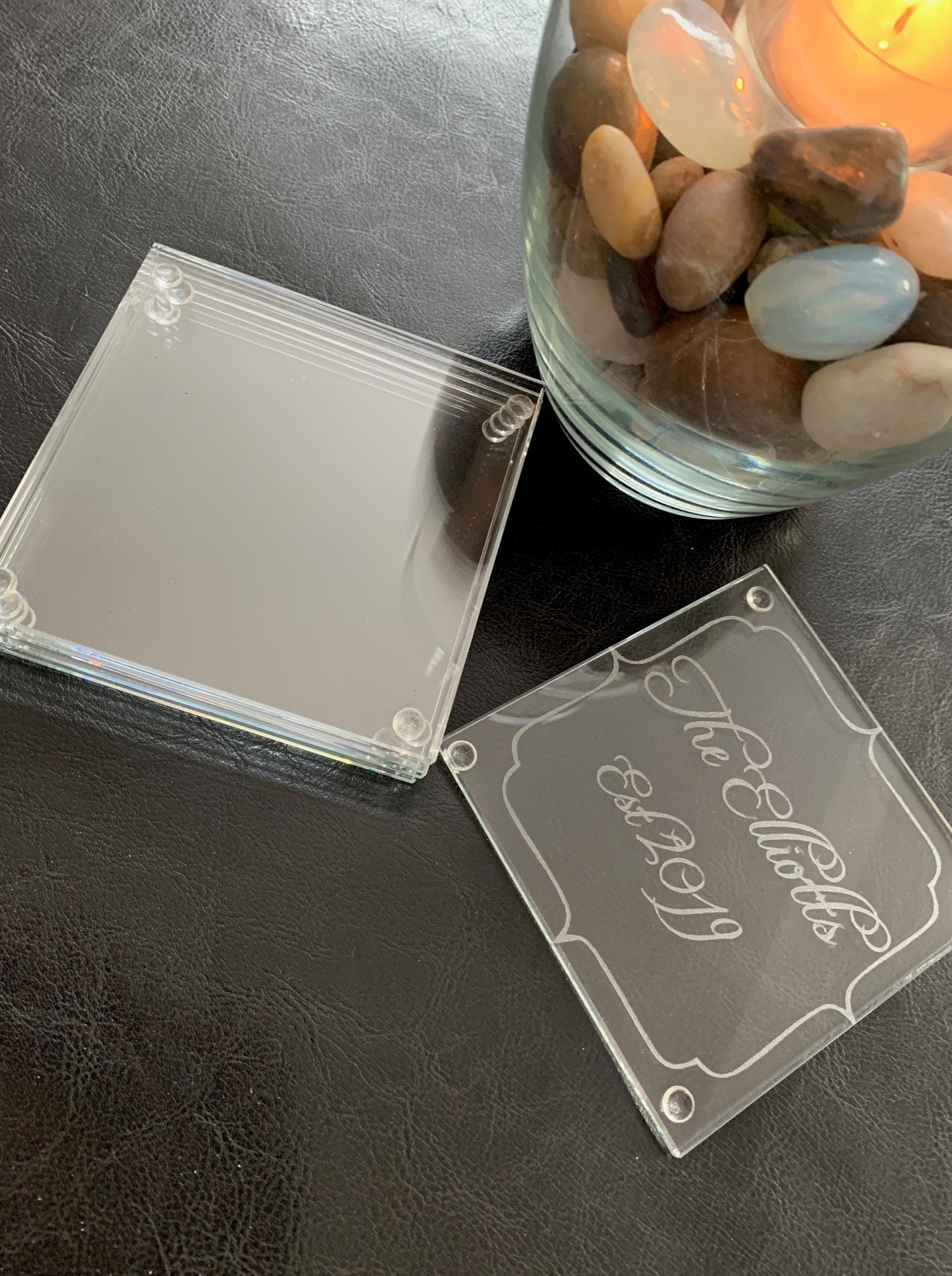 Custom Glass Coaster Personalized Glass Coaster Etched Etsy