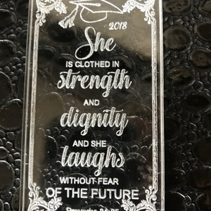 Custom Clear Acrylic Plaque: White Etched Sign, Various Sizes