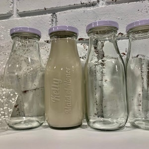 Custom Printed Vintage Glass Milk Bottle Wedding Favors (Set of 4)