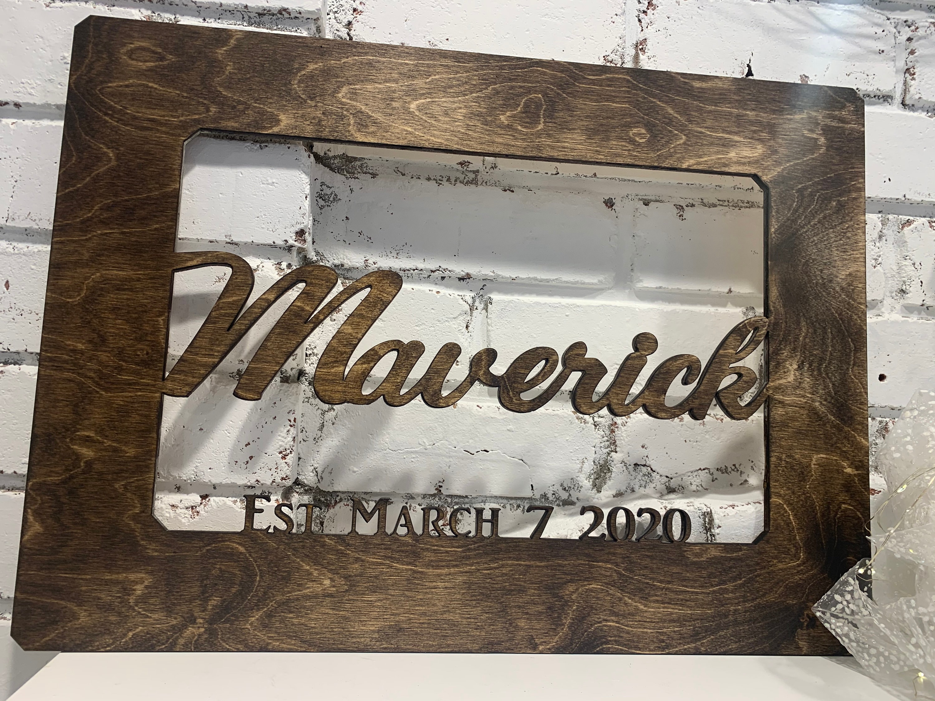 Custom Wood Wall Name Sign Dark Walnut Stain Last Name Etsy