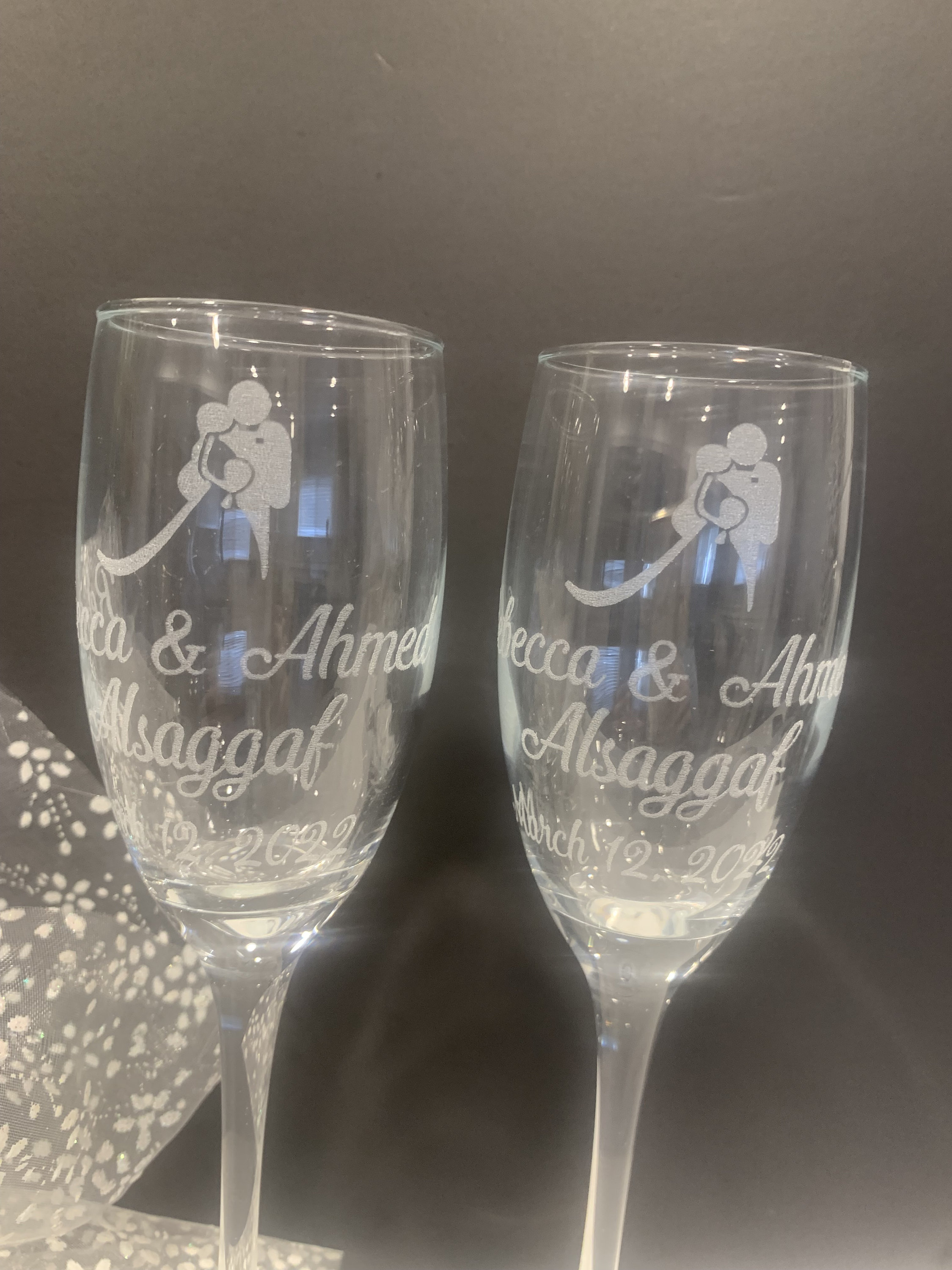 LUNLUN HOME Hochzeits-Champagnergläser – Mr & Mrs Set Mit Spitze & Strass, 22,4 Cm