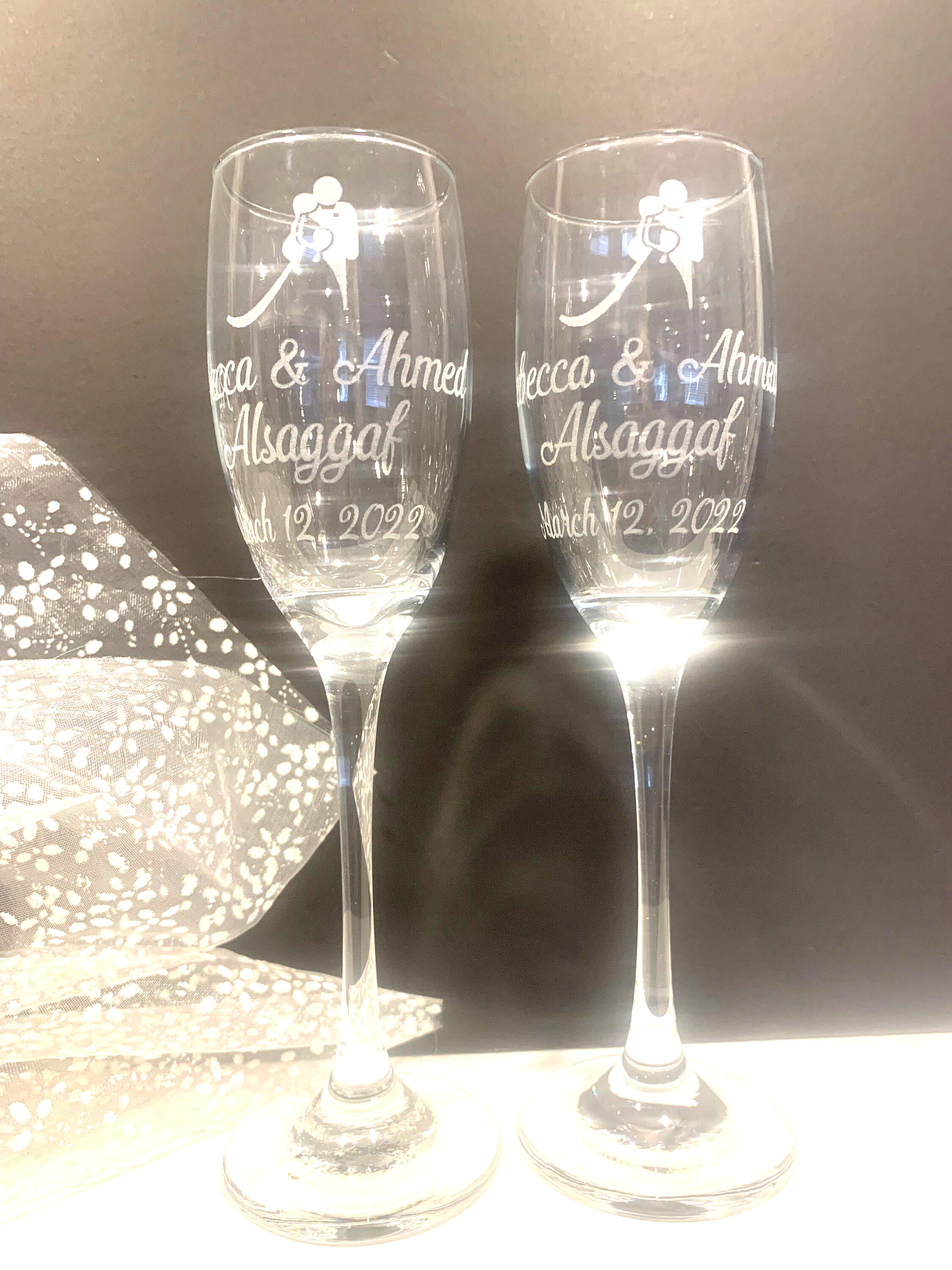 Custom Bride Groom Champagne Flutes: Laser Etched Wedding Glasses (set of  2) - Etsy, image size:2250x3000