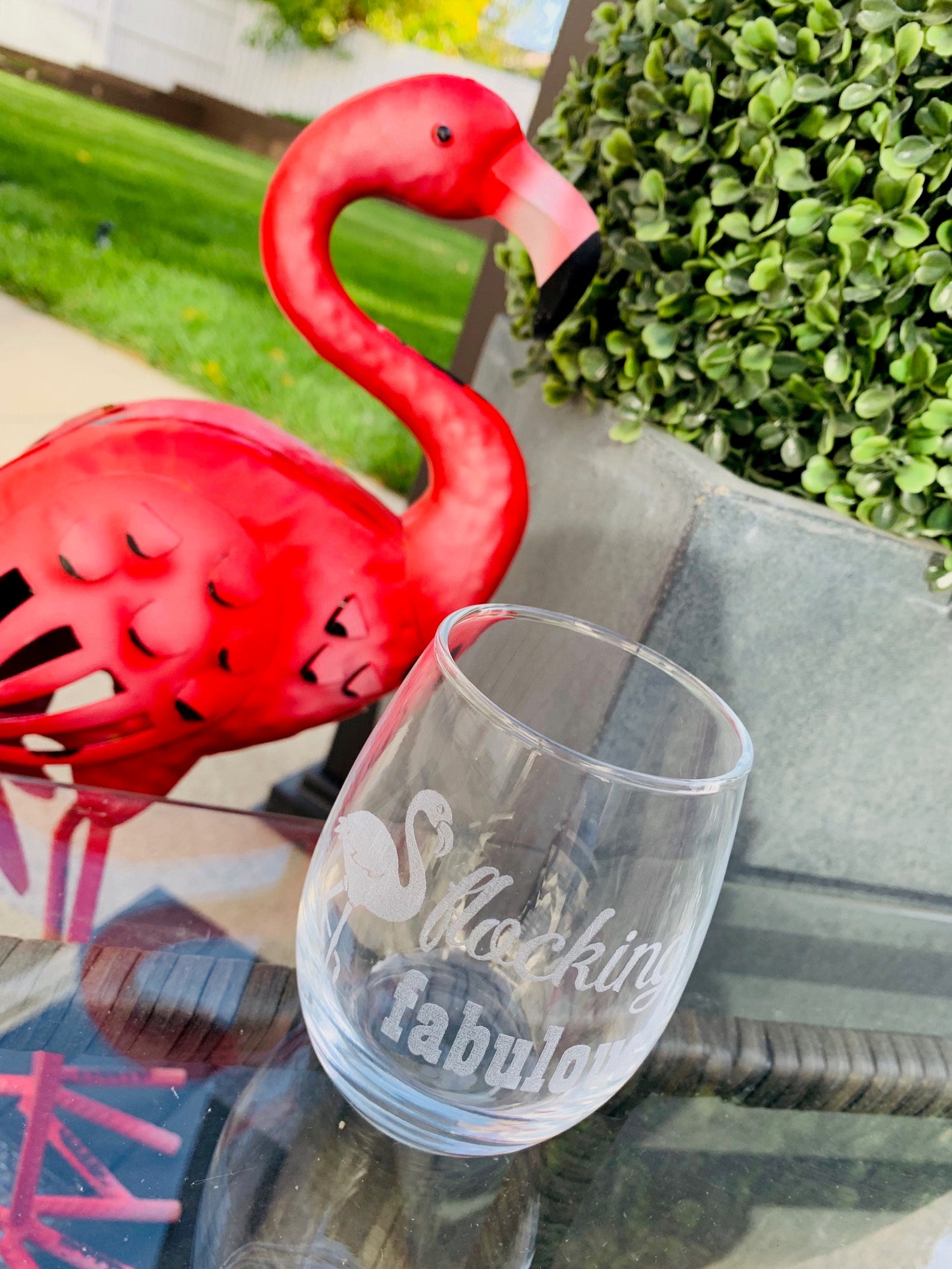 Flamingo Stemless Wine Glasses Flocking Fabulous Wine Glass Etsy Ireland