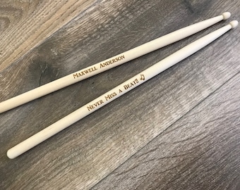 Custom Maple Wood Drumsticks 5A - Engraved Wood Drumsticks - Musician Gift - Personalized Drumsticks - Music Gift - Custom Music Gift