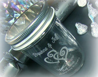 Mini Mason Glass Jar Wedding Favor Custom Printed Personalized Etched Offered Individually