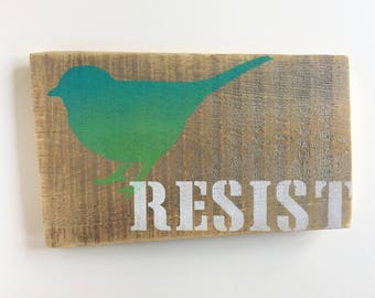 Resist Sparrow on Old Wood Sign | Weathered Boho Rustic Handmade Collectible Design