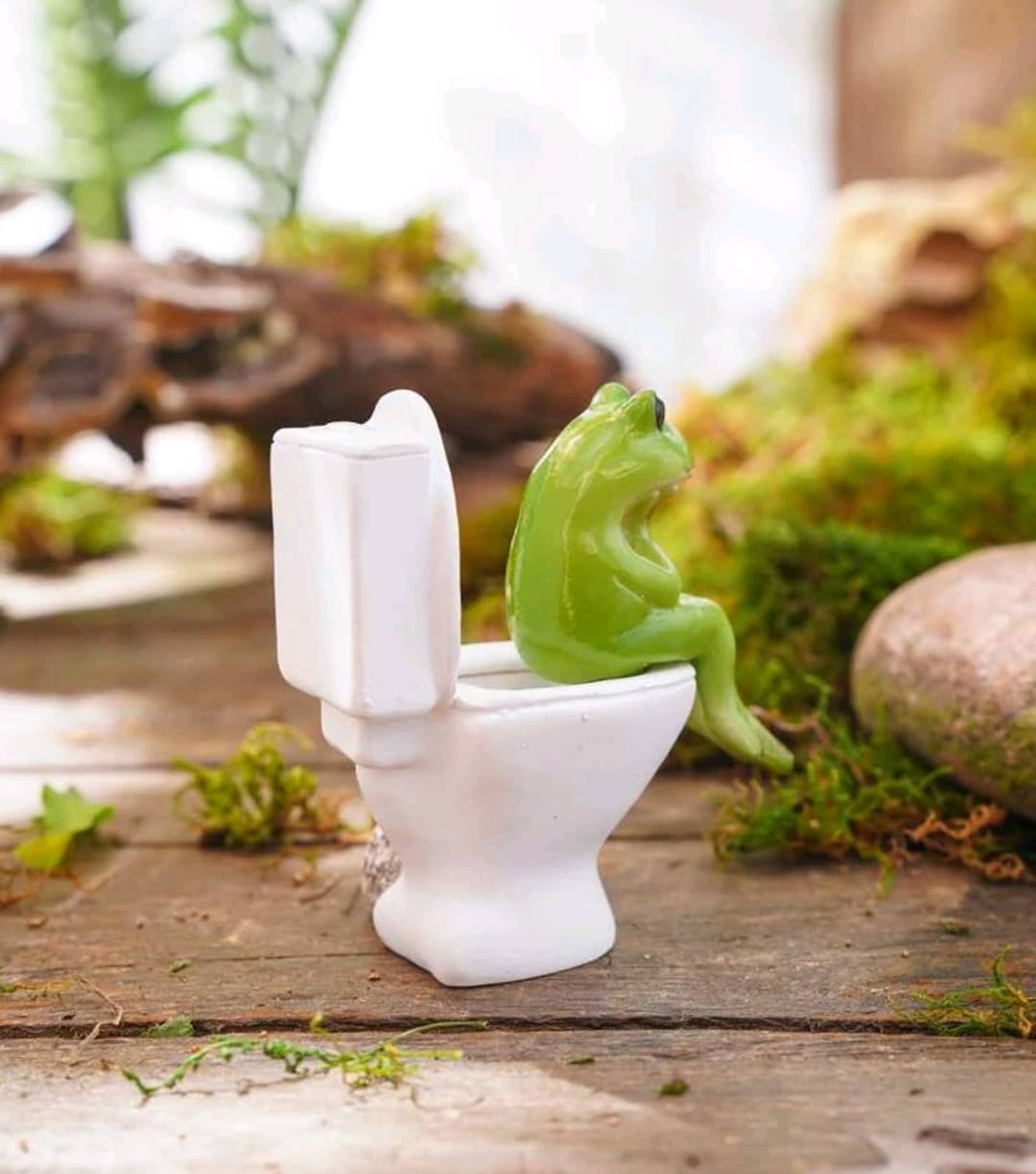 Cute Funny Frog Figurine Toilet Frog Lovers Frog Figurine Etsy