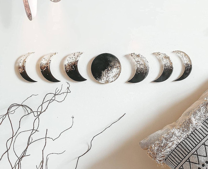 Resin Moon phase garland moon wall art boho wall hanging boho image 1