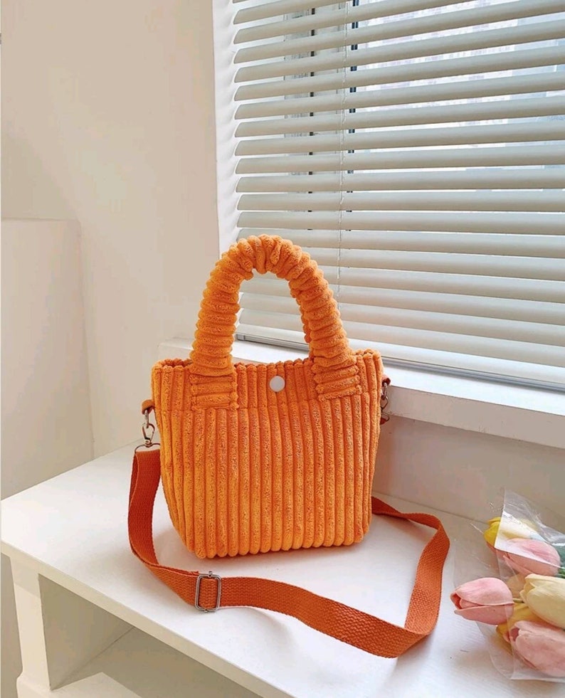 Fluffy Fall Tote Winter Corduroy Bag Spring Fluffy Bag Etsy