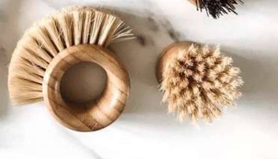 Sisal Palm Kitchen Brush Wooden Dish Brushpot Scrubber Zero 