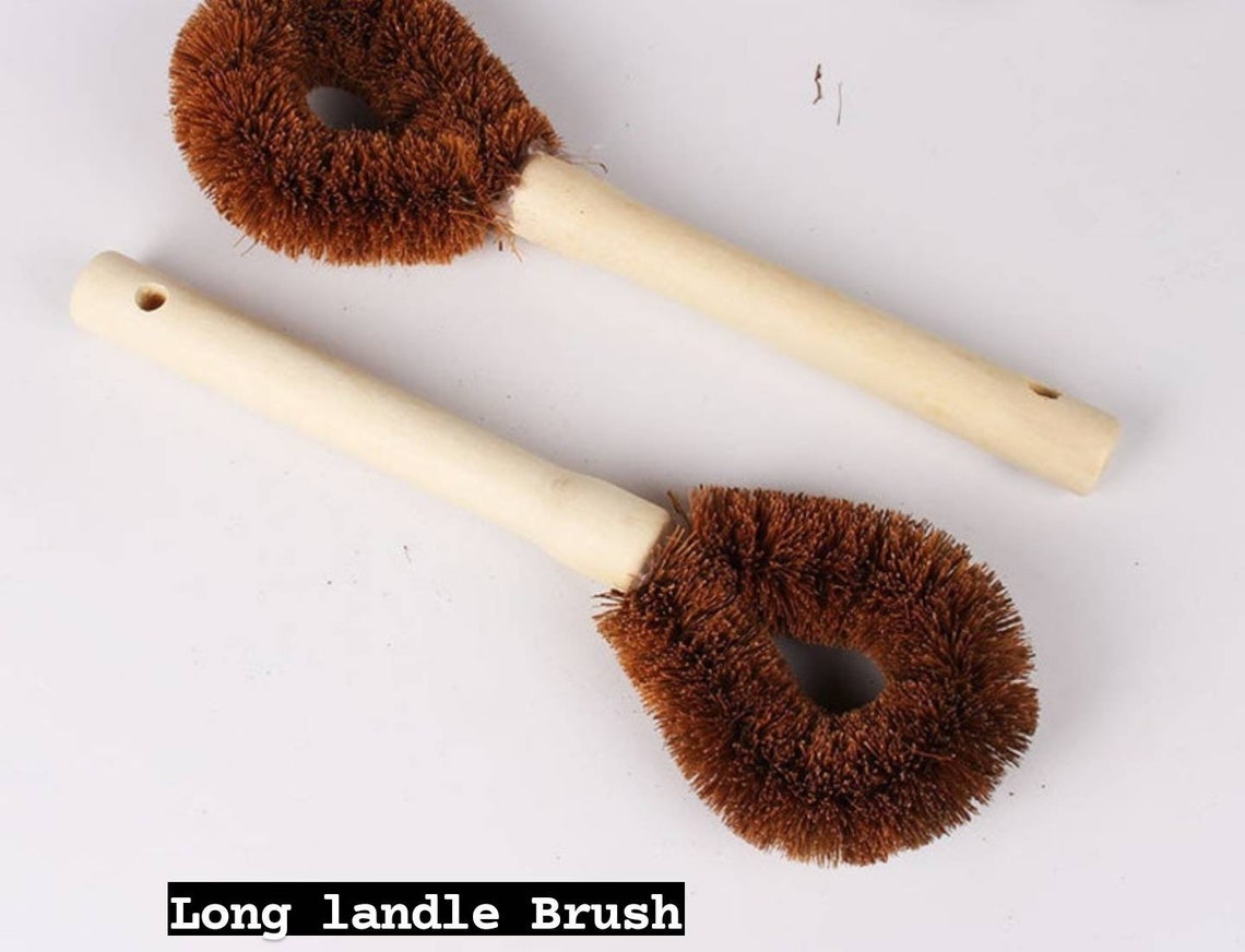 Sisal Palm Kitchen Brush Wooden Dish Brushpot Scrubber Zero Etsy