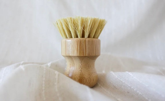 Eco-Friendly Bamboo and Sisal Scrub Brush for Kitchen Cleaning