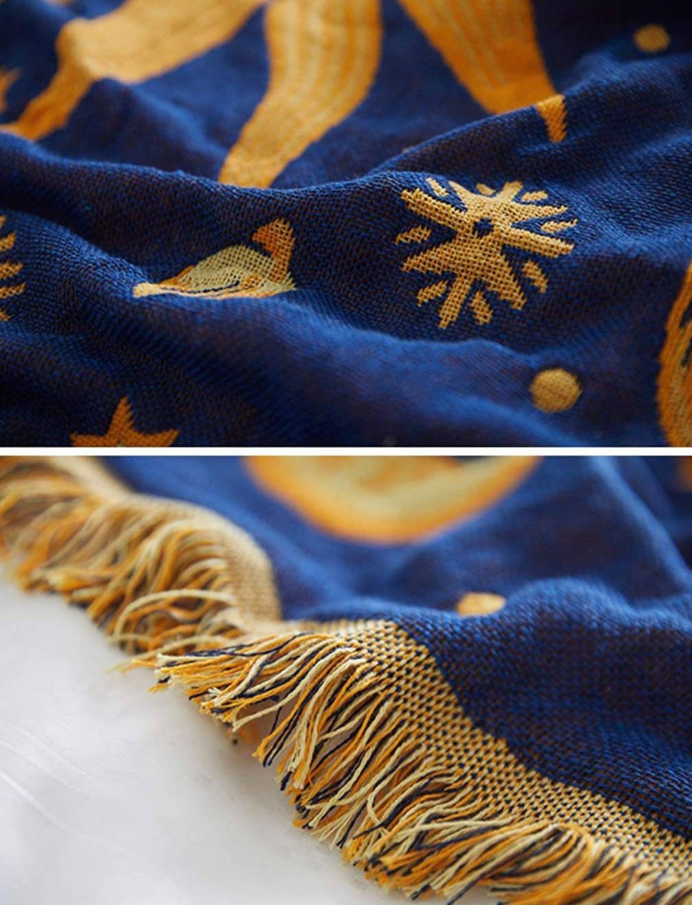 SEBE Fall Woven Blanket Sun Moon Lunar Boho Blanket Celestial Etsy