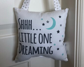 Sleepy Baby Pillow Door Hanger - Astronomy Nursery Decor