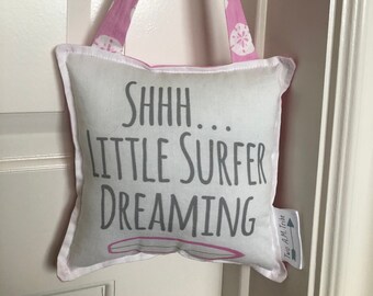 Little Surfer Dreaming Sleepy Baby Pillow
