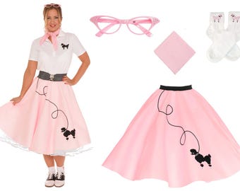 4 pc 50's Adult POODLE SKIRT Outfit
