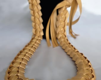 Old Gold Ribbon Lei | Graduation Gift | Handmade with Thick, Quality Ribbon