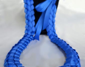 Royal Blue Ribbon Lei | Graduation Gift | Handmade with Thick, Quality Ribbon