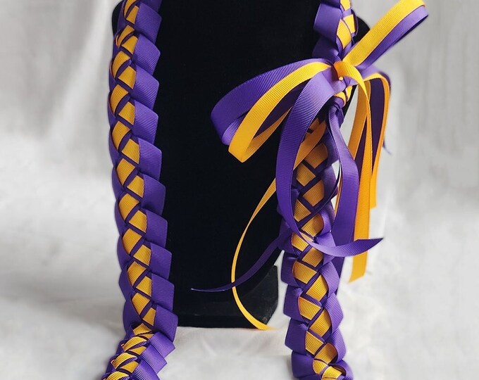 Purple & Gold Graduation Ribbon Lei | Thick, High-Quality Ribbon