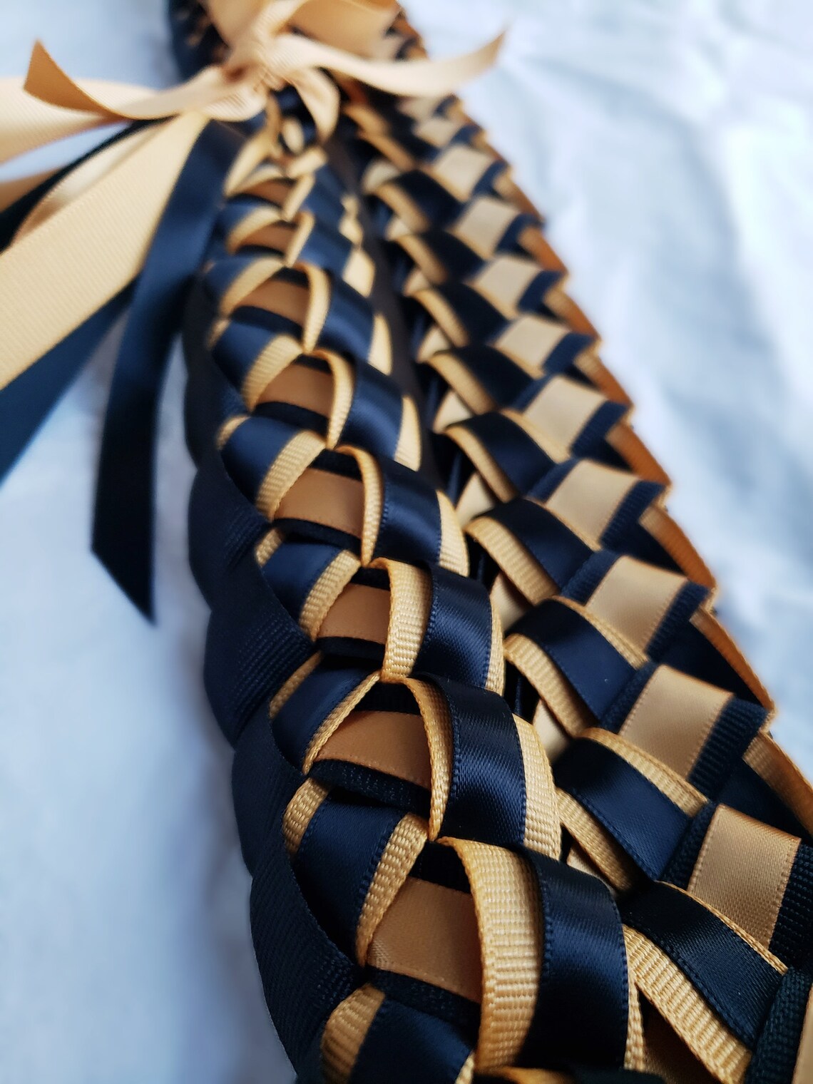 Black & Old Gold 5-strand Graduation Ribbon Lei | Thick, High-quality ...