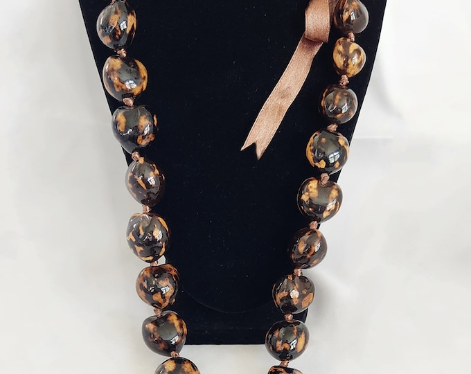 Kukui Nut Lei, Brown & Tan | Graduation, Wedding, Funeral, Farewell | Gift