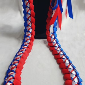 Royal Blue Ribbon In Graduation Royal Blue, Red & White Ribbon Lei | Graduation Gift | Handmade With ...