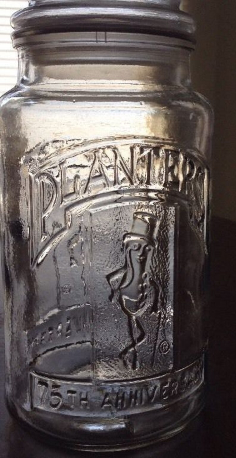 Planters Mr. Peanuts 75th Anniversary Glass Jar set of 2 Etsy