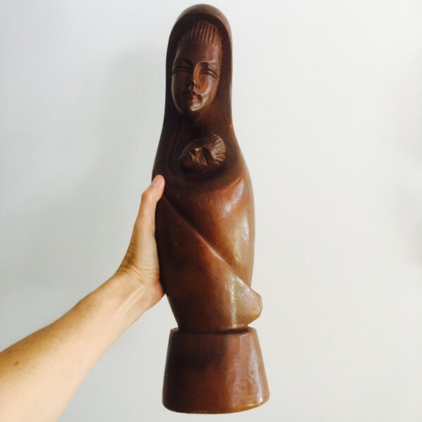 Vintage duży posąg religijny Mary i Baby