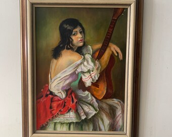 Original painting Woman with Guitar