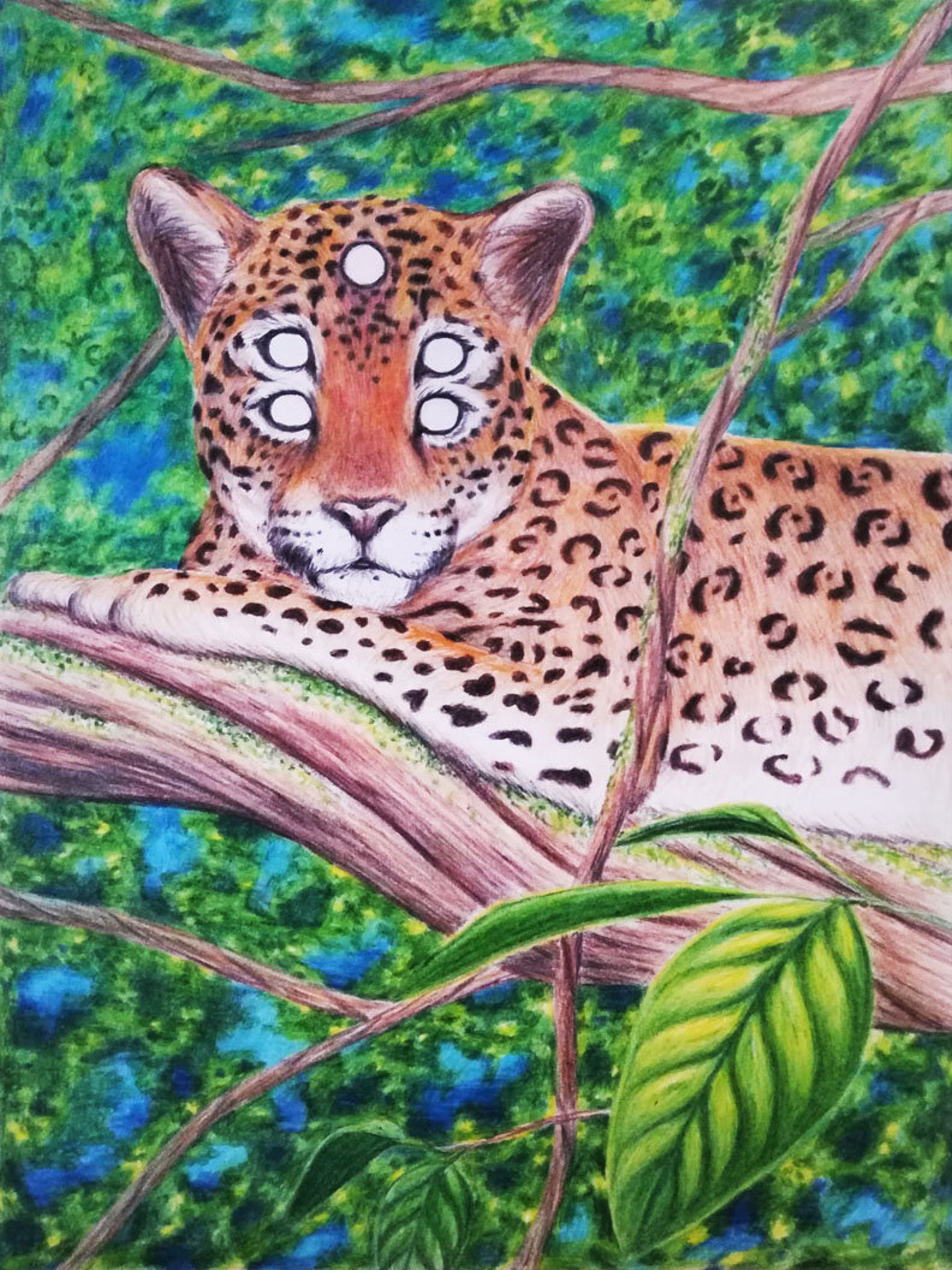 Yage Jaguar Ayahuasca Original Colored Pencil Drawing Etsy