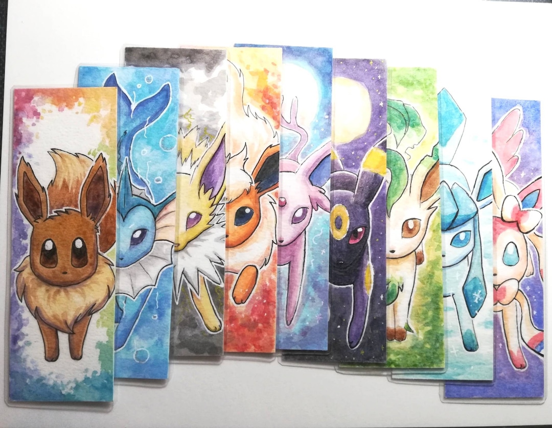 Eeveelutions Laminated Bookmarks Pokémon Eevee Vaporeon Jolteon Flareon ...