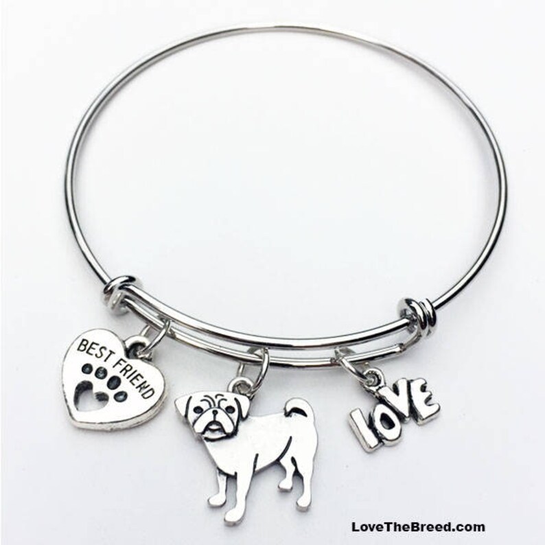 Pug Best Friend Charm Bracelet Etsy