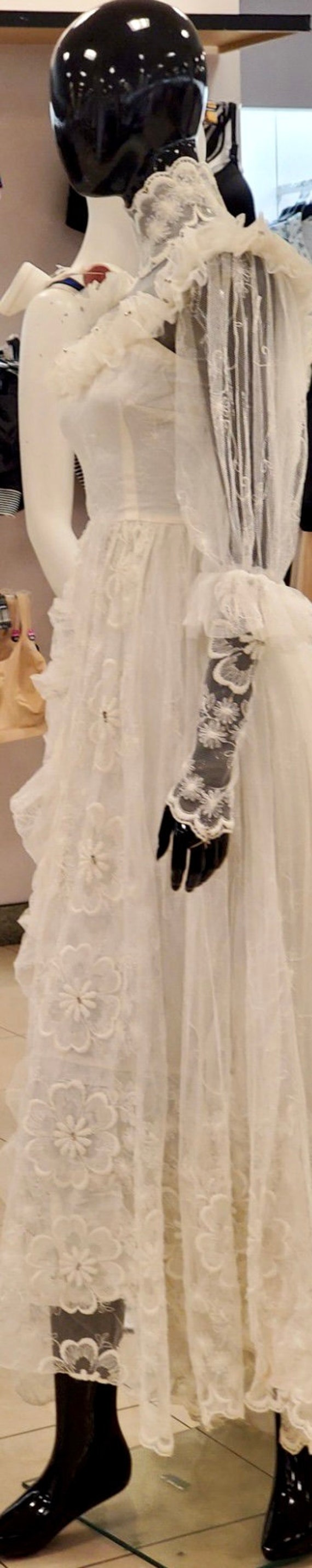 Vintage Brussels  lace  Wedding Dress
