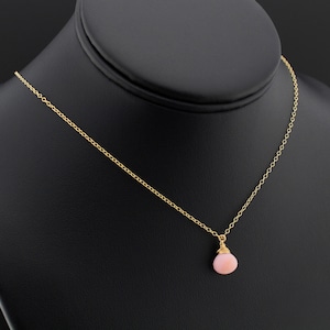 Pink Opal Heart Pendant Necklace: 14k Gold Filled Chain