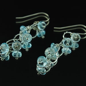 Blue Topaz Dangle Earrings with Sterling Silver Ear Wires and Findings * Natural, Genuine Topaz Gemstone