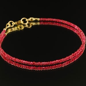 Raspberry Red Burmese Spinel Bracelet, Natural Genuine Burmese Spinel
