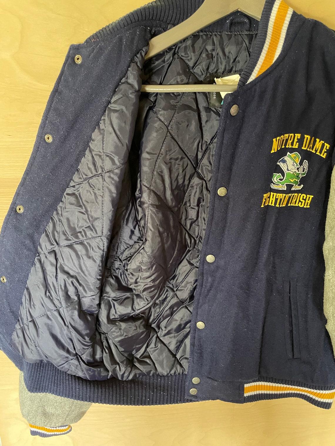 Vintage Notre Dame Wool Letterman Jacket Small Etsy
