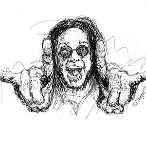 Ozzy scribble portrait print