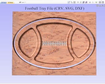 Archivo vectorial de bandeja de servicio de fútbol, Bandeja de captura de fútbol, Archivo SVG, Archivo CRV de Vectric, VCarve Pro, Archivo DXF