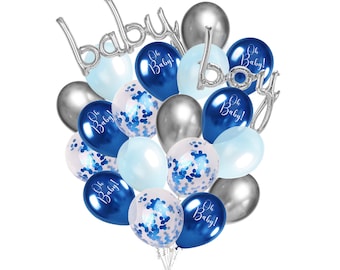 Baby Boy Baby Shower Balloon Kit DIY Decor Baby Balloon / Garland Decorating Kit /Blue and Chrome Shower / Glam Baby Boy /Glam Baby Shower