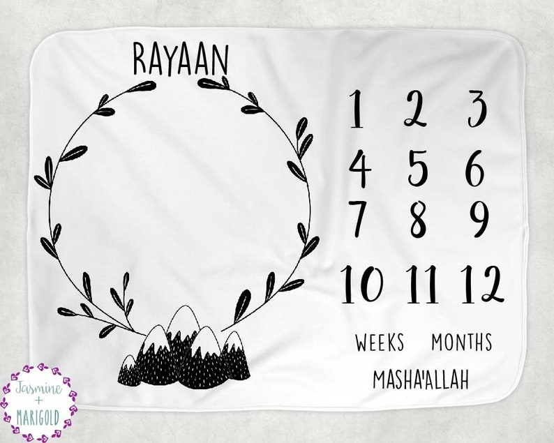 Muslim Milestone Blanket Milestone Blanket Boy Muslim Baby Etsy UK
