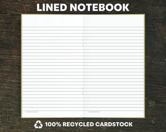 Recycled Lined Notebook, Eco-Friendly Traveler Insert
