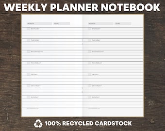 Weekly Planner Notebook, Eco-Friendly Recycled Paper, Traveler's Insert