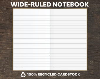 Wide-Ruled Recycled Notebook, Eco-Friendly Traveler Insert