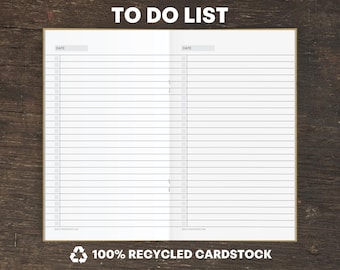 To Do List Notebook Insert, Recycled Kraft Cover, Traveler's Journal