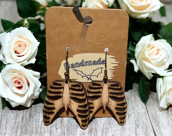 Wooden Ribcage Earrings
