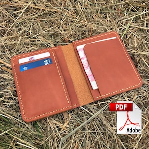 Patrón de billetera de cuero plegable / billetera minimalista / Plantilla de patrón / Patrón de billetera / cuero / Patrón PDF / Patrón de billetera de viaje /